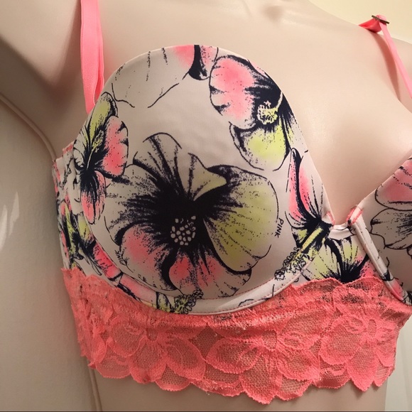 Floral PINK Victoria's Secret Bra w Lace Detail - Picture 3 of 6